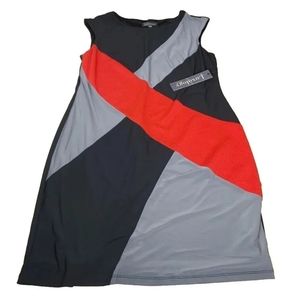 Luxology Dress Mini Sheath Colorblock Stretchy Office Work Casual Woman Lg NWT
